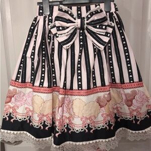 Chocolate Striped A-Line Skirt with Bow
